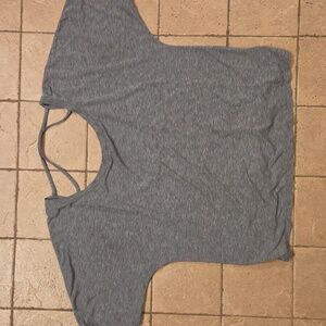 Gap Fit Breathe Gray Drop Shoulder Workout Top